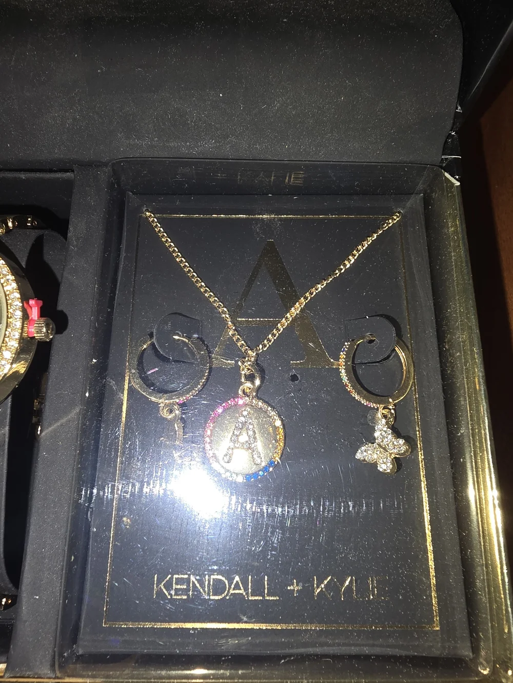 Kendall & Kylie Gold-Tone Watch and Jewelry Set - Letter A, New in Box